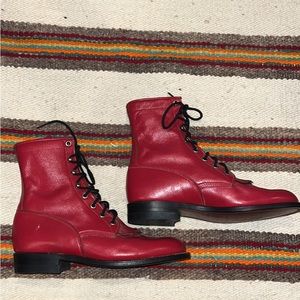 Red Lace Up Vintage Justin boots